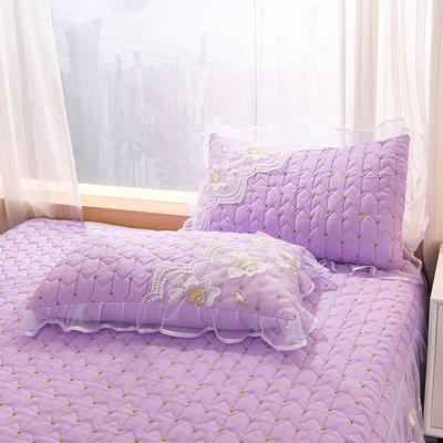 2022新款磨毛夹棉花边花海系列枕套 枕套一对 紫色