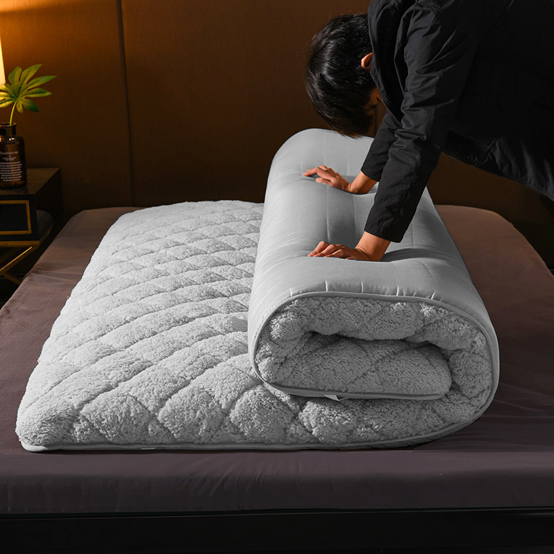 2020新款加厚羊羔绒保暖床垫-大床 1.0m床-厚度5cm 灰色