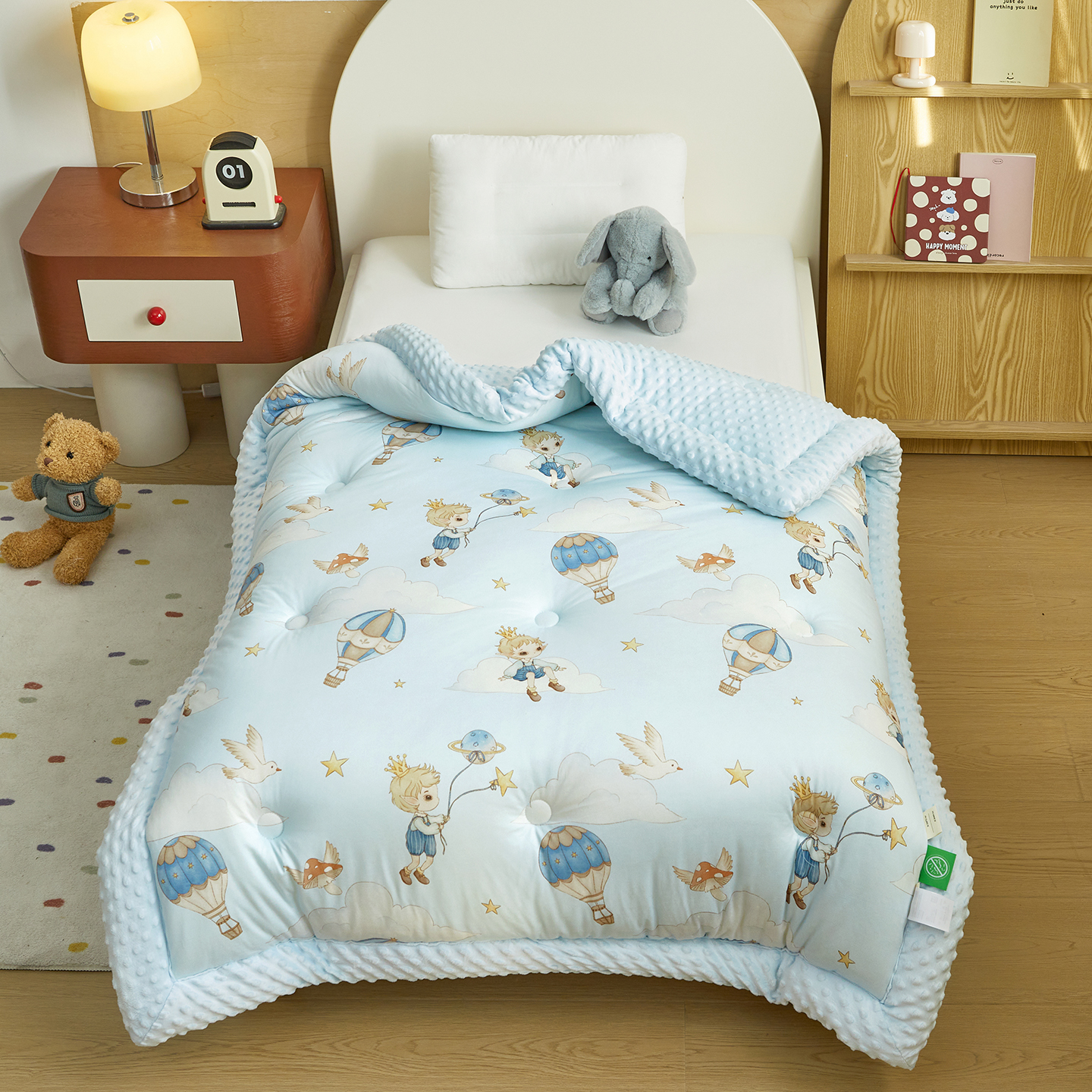 2025新款A类小版针织棉数码印花手绘原创豆豆绒被芯儿童被子春秋被冬被-梦境系列 梦境-小王子