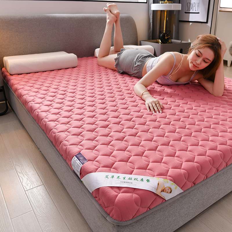 2023新款艾草养生驱蚊硬质棉床垫 90x190cm 艾草单边款-粉色6cm