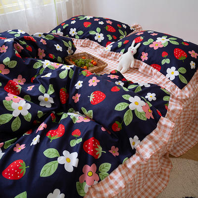 2020新款-韩版荷叶边床裙花边款四件套 1.5m床单款四件套 花边-花花莓莓