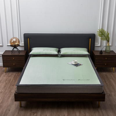 2021新款纯色刺绣冰丝席（床席款） 180*200cm床席款 翡翠绿-平铺床席款