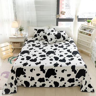 2021新款牛奶绒印花单床单 120*250cm单床单 奶牛纹-床单款