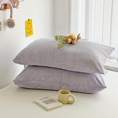 2023新款保暖印花牛奶绒单品系列-单枕套（场景一） 48*74cm枕套/对 牛奶绒枕套-浅紫
