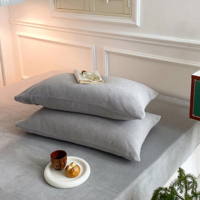 2023新款保暖印花牛奶绒单品系列-单枕套（场景二） 48*74cm枕套/对 牛奶绒枕套-浅灰