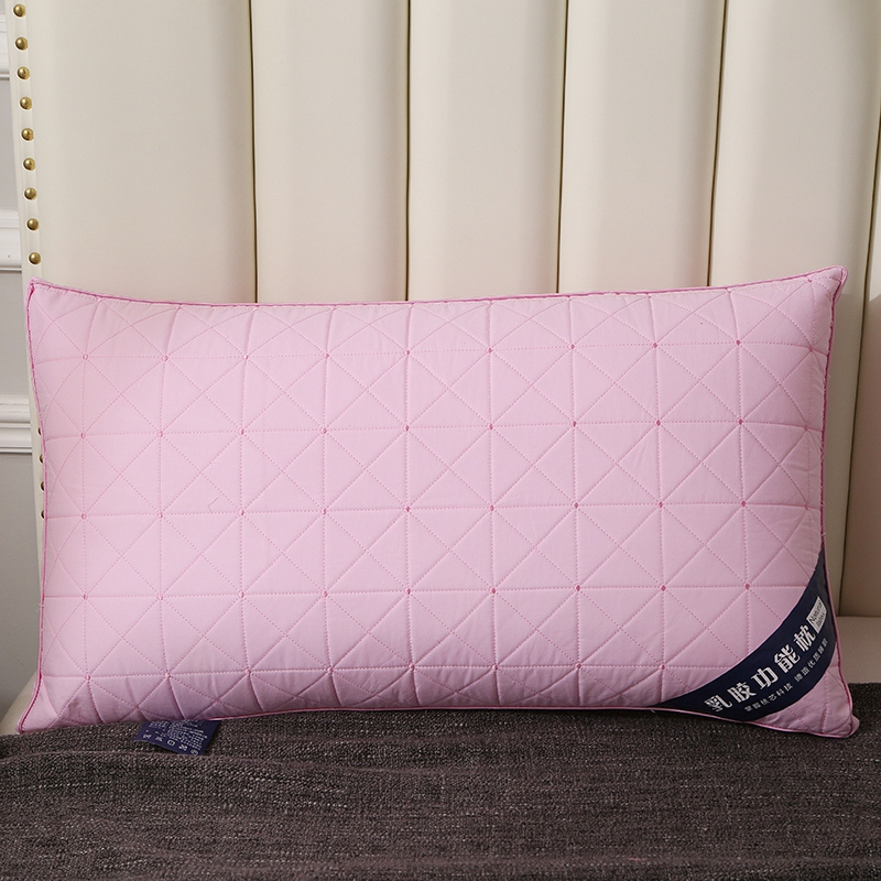 2022新款乳胶功能枕格子枕头枕芯 热熔棉舒适柔软回弹枕头枕芯48*74cm/只 格子-粉色