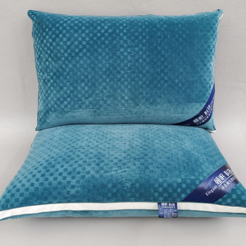 2021新款枕头枕芯宝宝绒提花枕48*74cm 蓝色