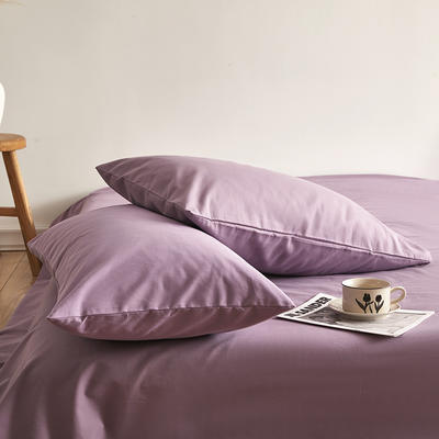 2022新款秋冬全棉加厚磨毛纯色系列单品枕套 枕套48*74cm/对 优雅紫