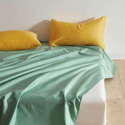 2023新款纯棉斜纹40S 133*72纯色床单单件 枕套三件套 床单200*250 豆绿