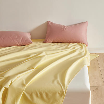 2023新款纯棉斜纹40S 133*72纯色床单单件 枕套三件套 床单200*250 鹅黄