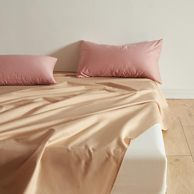 2023新款纯棉斜纹40S 133*72纯色床单单件 枕套三件套 床单200*250 卡其