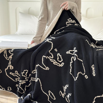 线条毛毯子地图半边绒休闲毯沙发毯办公室秋冬午睡毯午休毯盖毯