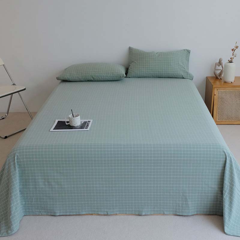 2021新款全棉色织水洗棉-单床单 120*210cm 九宫格-绿