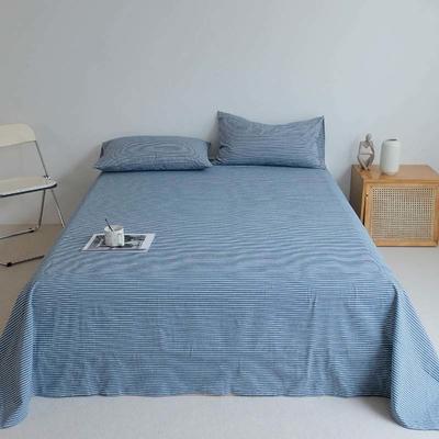 2021新款全棉色织水洗棉-单床单 120*210cm 蓝细条