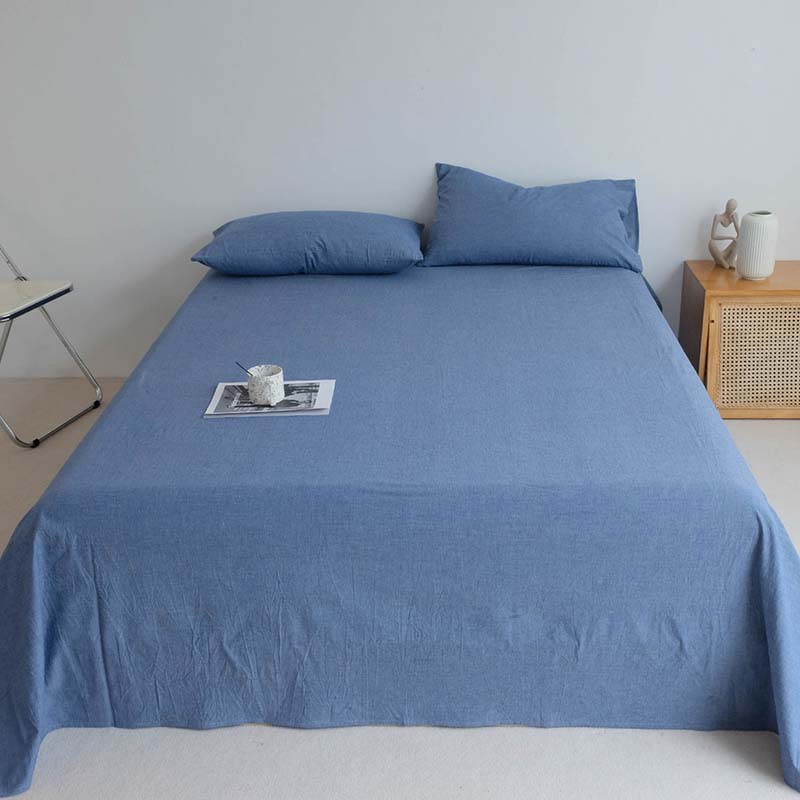 2021新款全棉色织水洗棉-单床单 120*210cm 牛仔蓝
