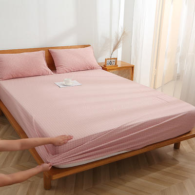 2022新款色织水洗棉单床笠系列 90*200cm（标准款） 小粉格