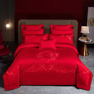 2024新款140支高端长绒棉婚庆四件套多件套-万事如意红 1.5m（5英尺）床 床单四件套