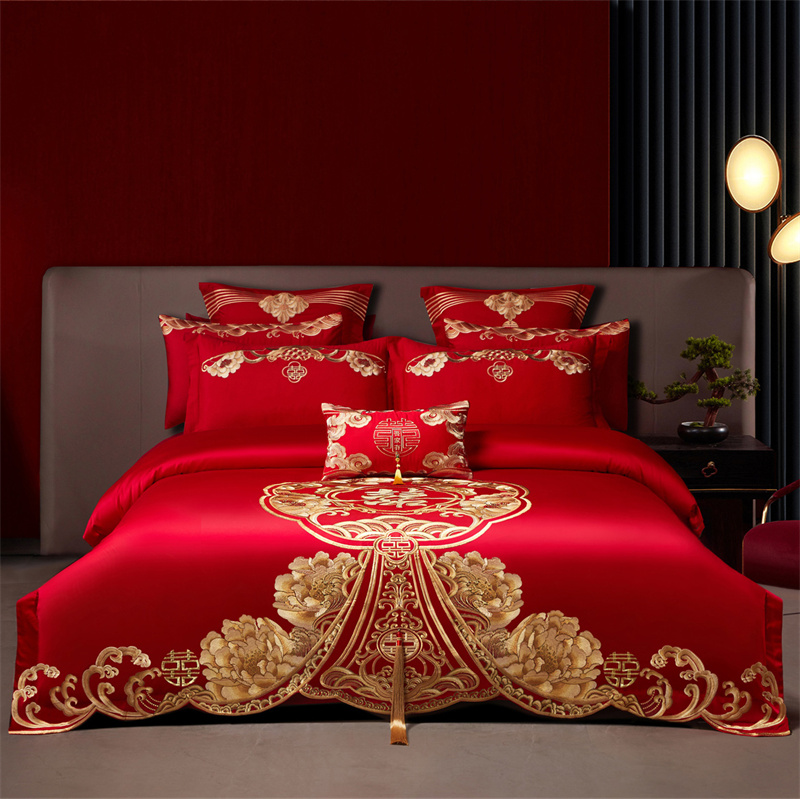 （控价）2025新款全棉新中式刺绣款婚庆多件套 绮梦花境-金