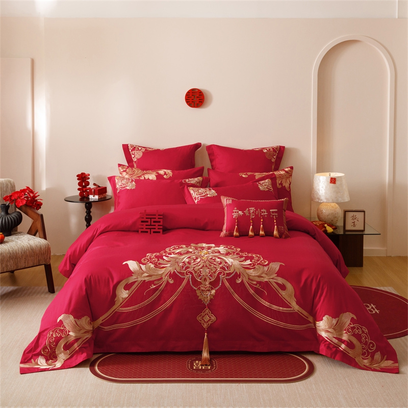 （控价）2025新款全棉新中式刺绣款婚庆多件套 恋语-金