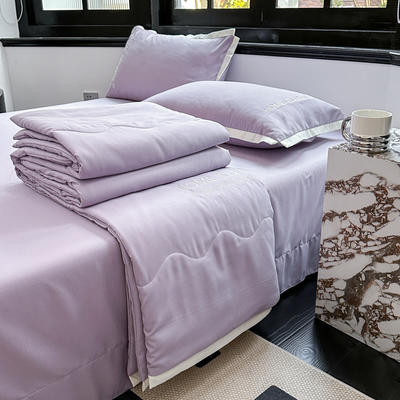 23款棉麻刺绣夏被四件套 1.8m（6英尺）床 米兰-浅紫