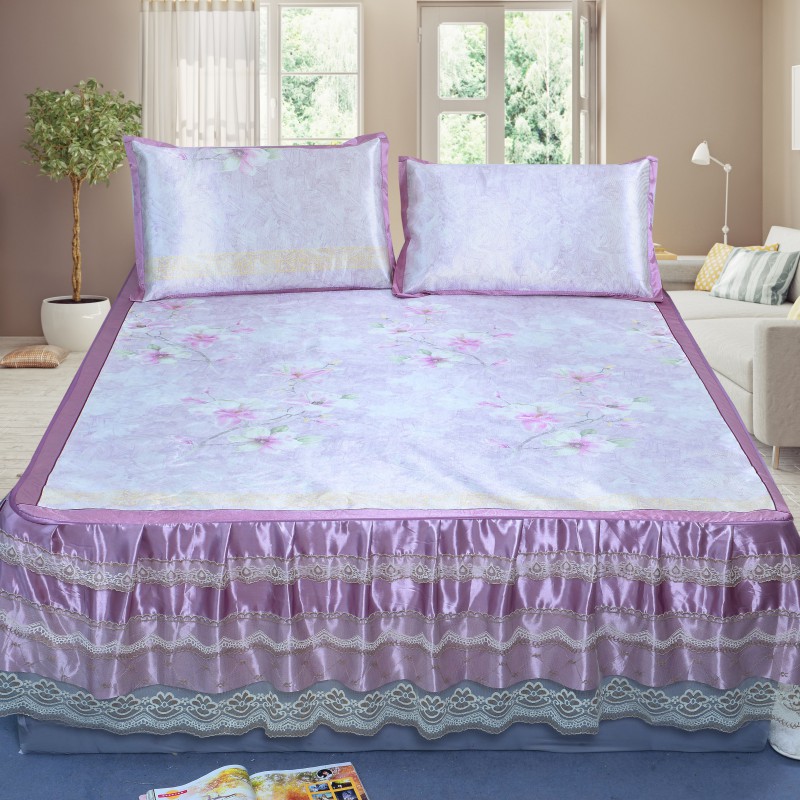 2019新款印花床裙款 1.8m（6英尺）床 春花烂漫紫色