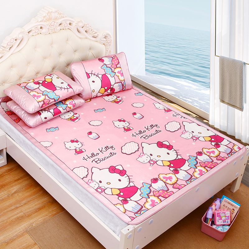 2020新款印花卡通无纺布冰丝席床单款 1.0m（3.3英尺）床 KT猫粉色