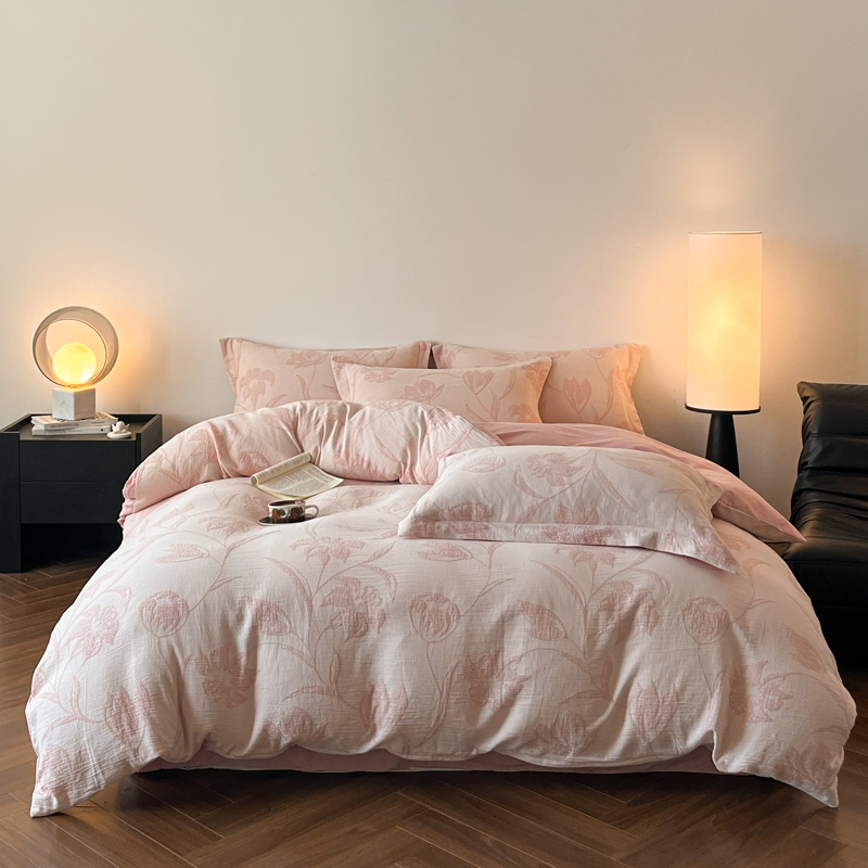 2025全棉三层纱磨毛系列 183001花影如诗-粉