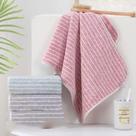 2024新款珊瑚绒条纹毛浴巾组合 粉色