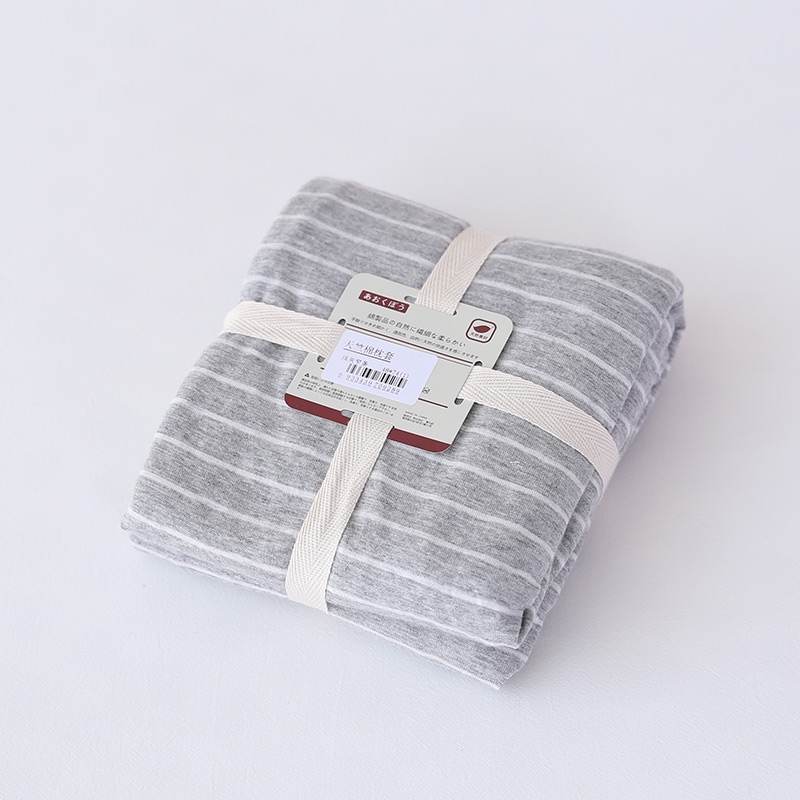 2024新款天竺棉（色纺纱条纹针织棉）系列-单枕套 48*74cm/对 浅灰窄