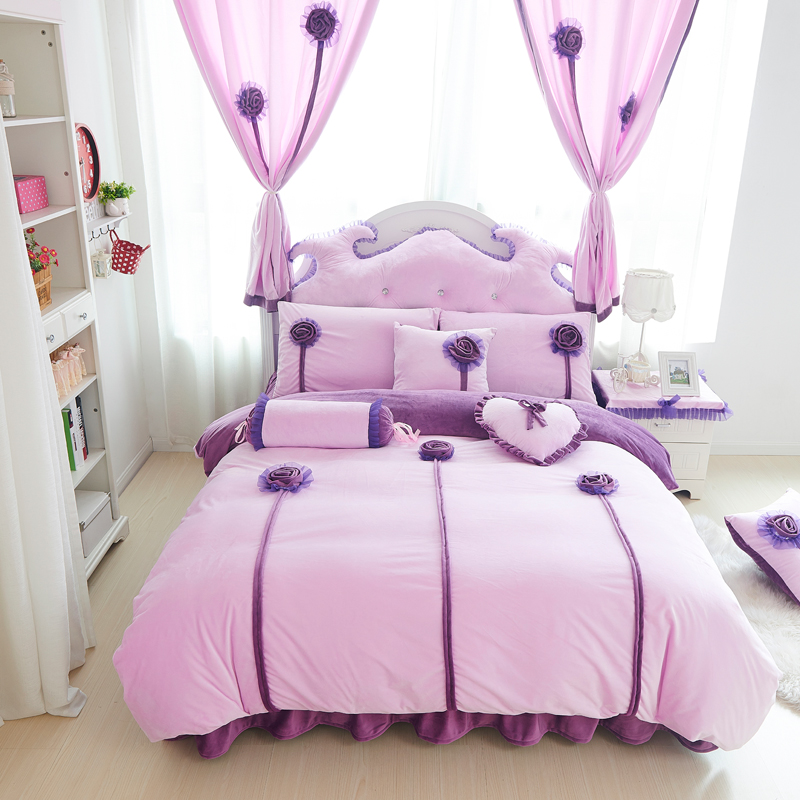 2023新款水晶绒冬款系列套件-紫色妖姬 1.5m床单款四件套 紫色妖姬