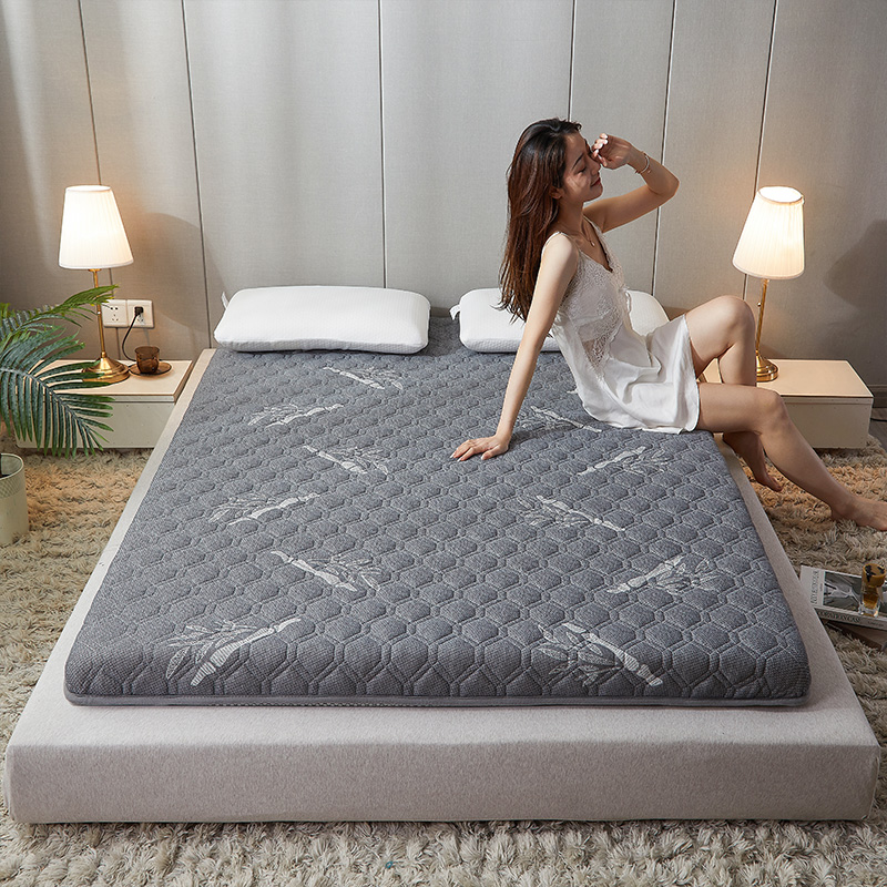 2021新款乳胶硬质棉单边床垫-六边形白色 0.8x1.9m 6公分厚 ZK-菱格竹叶灰
