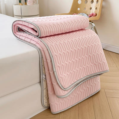 2024新款凉感丝乳胶凉席床垫褥子-纯色款 1.8x2m 淡雅粉
