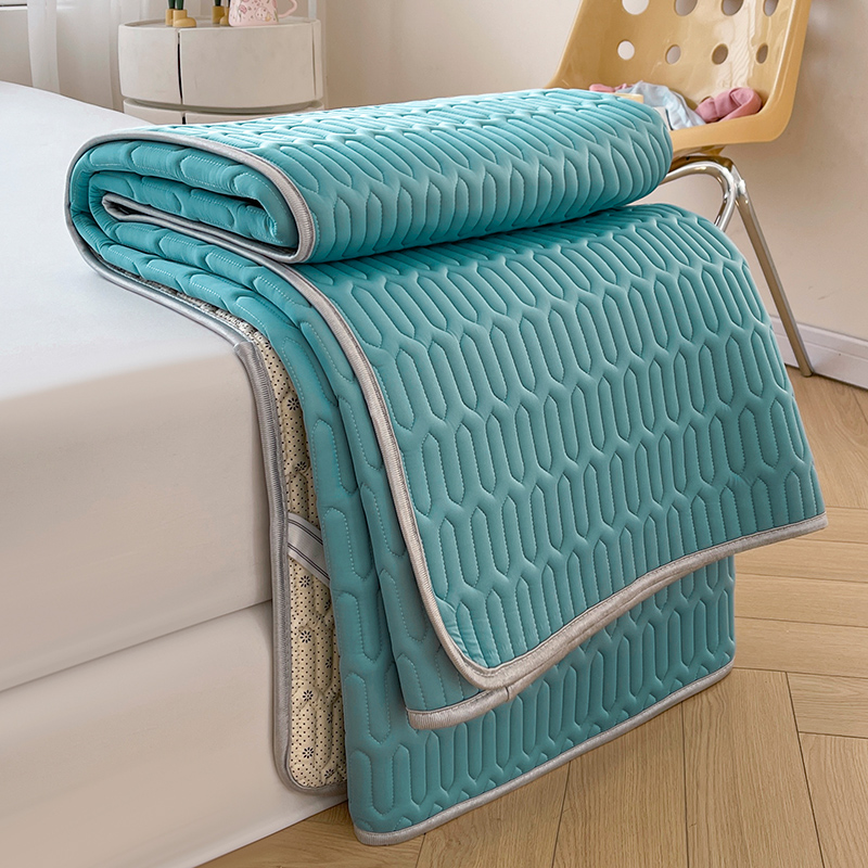 2024新款凉感丝乳胶凉席床垫褥子-纯色款 1.8x2m 海天蓝