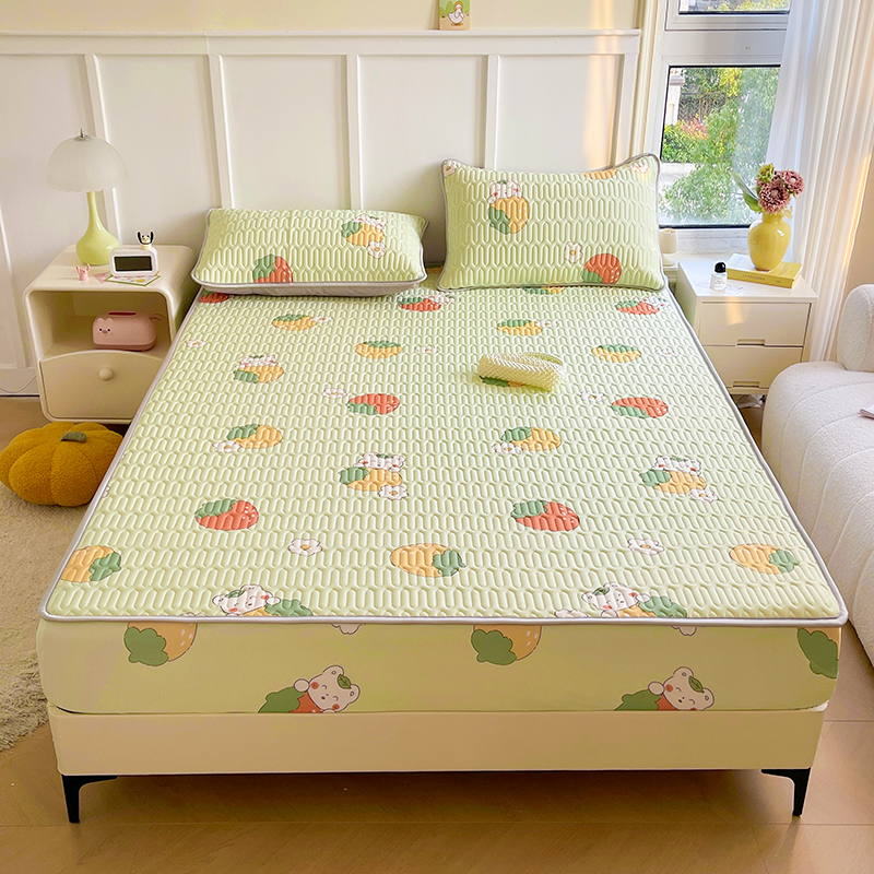 2024新款凉感丝乳胶凉席床笠床罩床垫保护套-印花款 120cmx200cm 草莓乐园