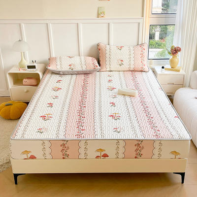 2024新款凉感丝乳胶凉席床笠床罩床垫保护套-印花款 120cmx200cm 香草莓莓