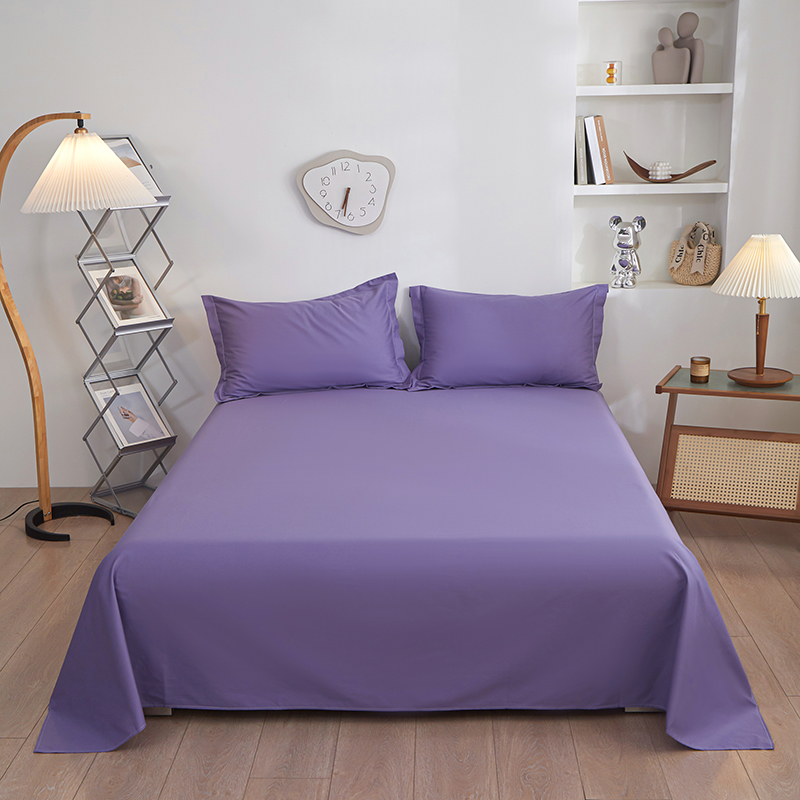 2023新款全棉13372纯色斜纹喷气单品套件系列-单床单 160*230cm 魅力紫