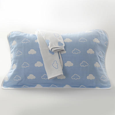 2019新款六层纱布枕巾-50*80cm/对 云朵蓝色