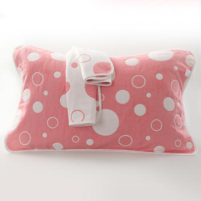 2019新款六层纱布枕巾-50*80cm/对 气泡粉色