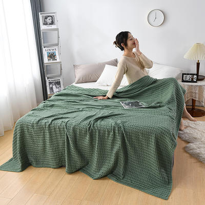 2023新款日式华夫格盖毯毯子 150cmx200cm 绿色
