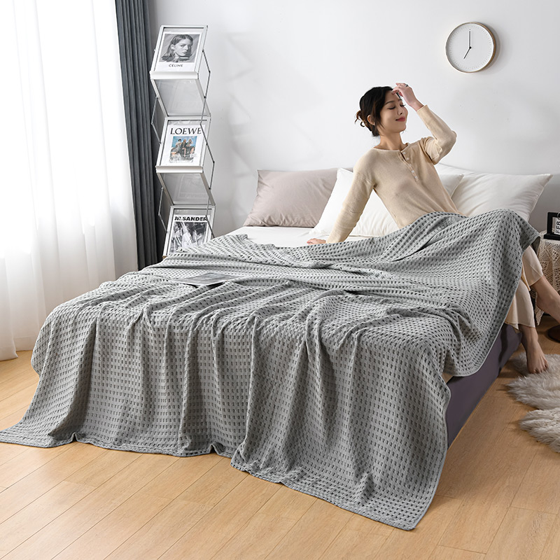 2023新款日式华夫格盖毯毯子 150cmx200cm 银灰色