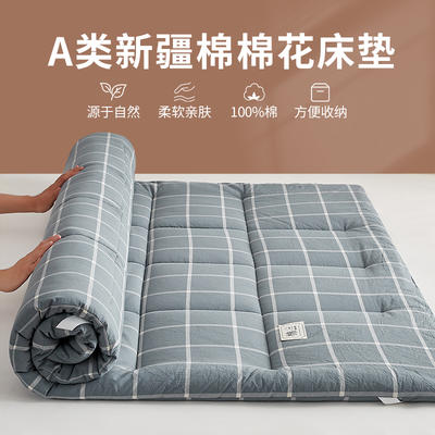 2023新款化纤水洗棉床垫成人家用 90*190cm【3斤】【薄款约3厘米】 马卡龙大格