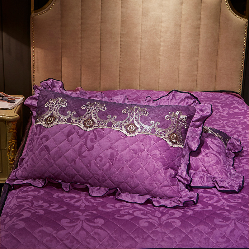 2019新款天鹅绒 皇家风范 拉链款单枕套 48cmX74cm 一对 魅紫