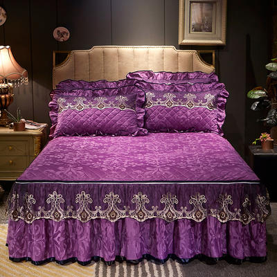 2019新款天鹅绒 皇家风范 拉链款单床裙 180cmx200cm 魅紫