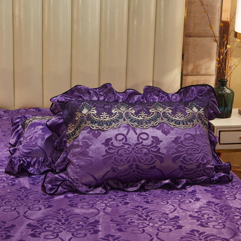 2019新款天鹅绒 盛世经典单枕套 48cmX74cm 一对 深紫