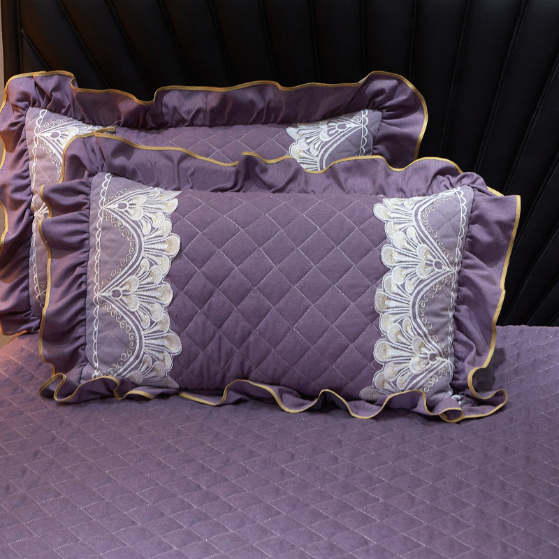 2020新款色织磨毛芭莎风情单枕套 48cmX74cm/对 浪漫紫