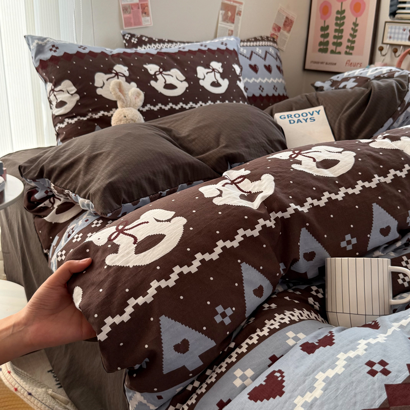 2026新款简约款云感双层纱四件套