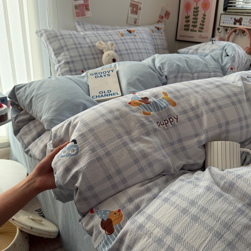 2026新款简约款云感双层纱四件套