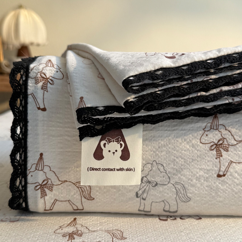 2026新款黑花边单床单 小马