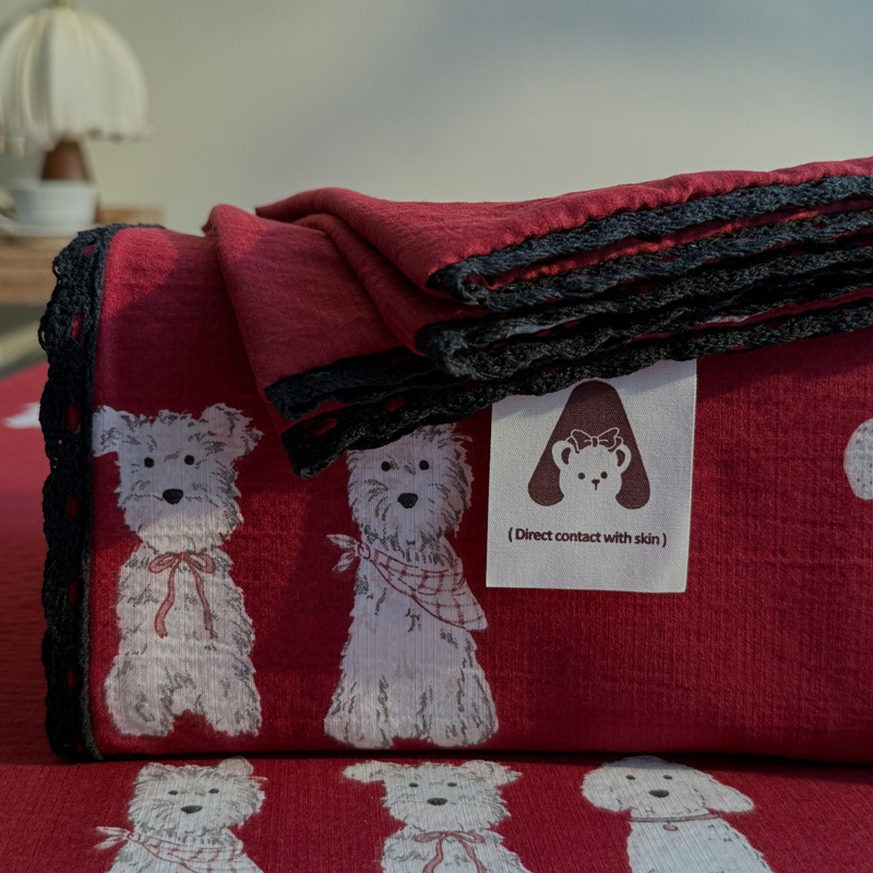 2026新款黑花边单床单 旺仔派