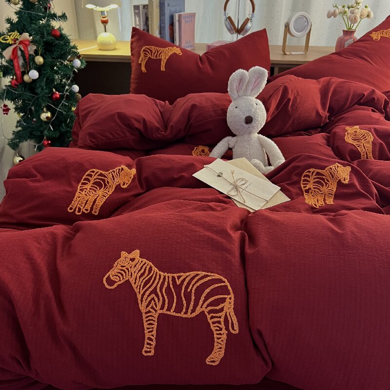 2026新款木棉可爱毛巾绣四件套-马